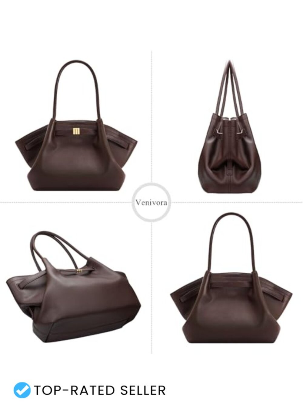 Vegan Leather Tote Bag Women Top Handle Shoulder Bag Ladies Purse - Picture 4 of 4